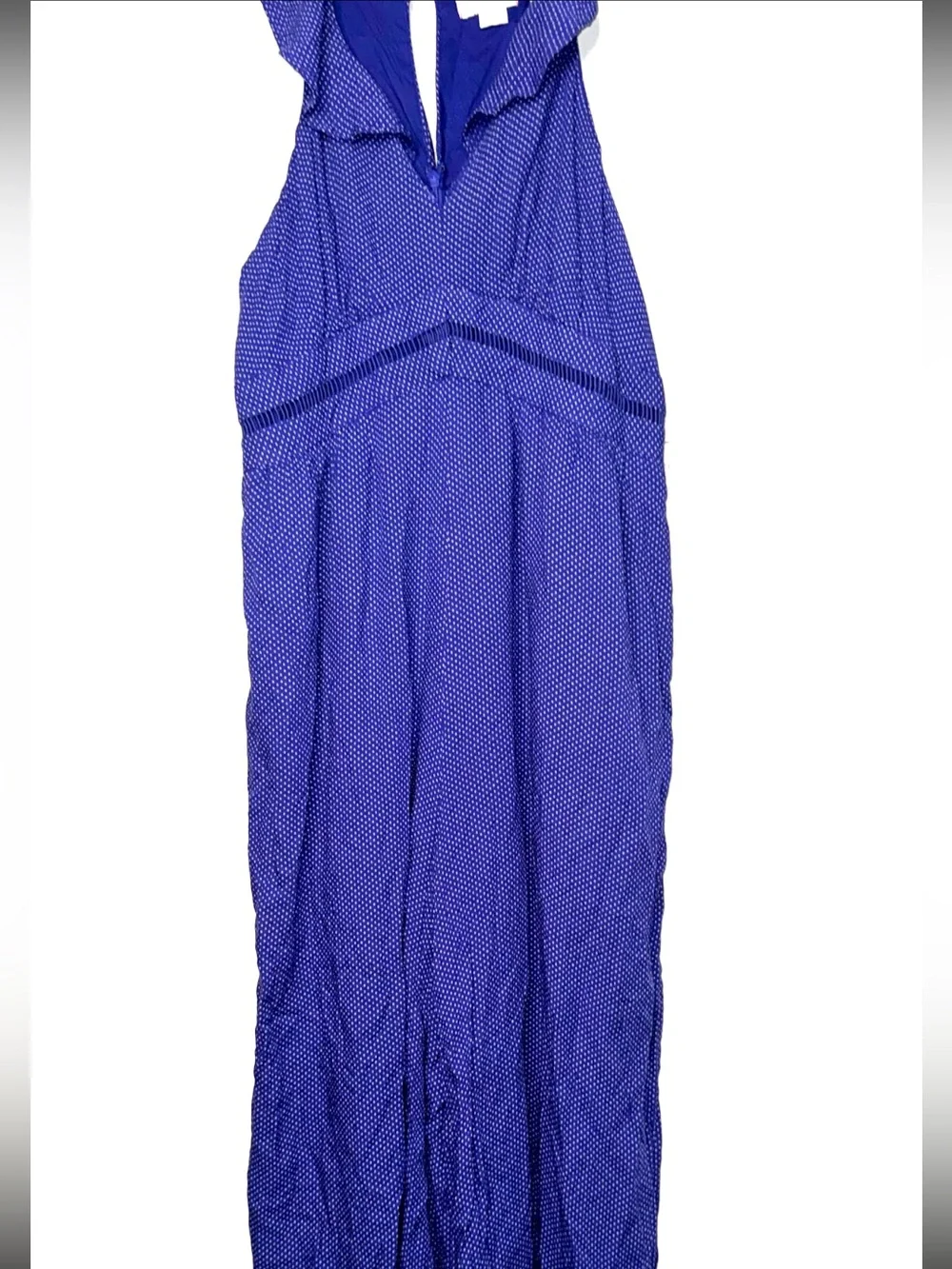 Anthropologie Maeve Ruffled Navy Blue Maxi Dress with Tiny White Dot Print - Picture 13 of 13